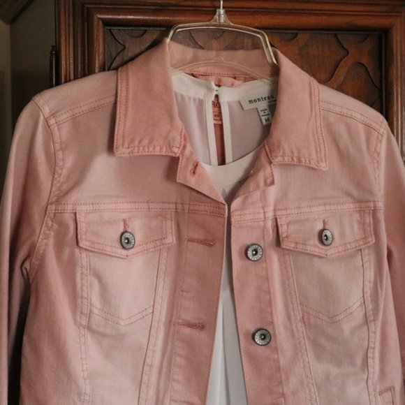 KEEPING Merona Distressed Pink Denim Jean Jacket NWOT! - Picture 4 of 16
